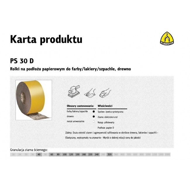 K.PAPIER ROLKA 115mm PS30D P 80 (50mb) K.PAPIER ROLKA 115mm PS30D P 80 (50mb)