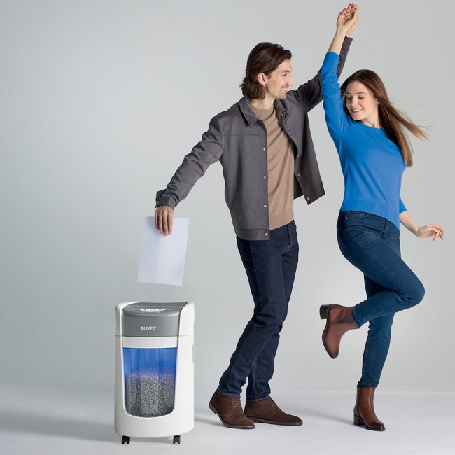 Leitz IQ OptiMax Home Office 225 Micro Cut Paper Shredder Security P5 15L - White Leitz IQ OptiMax Home Office 225 Micro Cut Paper Shredder Security P5 15L - White