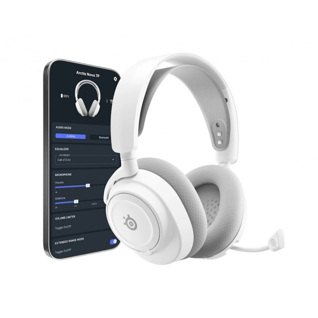 Steelseries Arctis Nova 7P Wireless Gen 2 Headset Wired & Wireless Head-band Gaming USB Type-C Bluetooth White