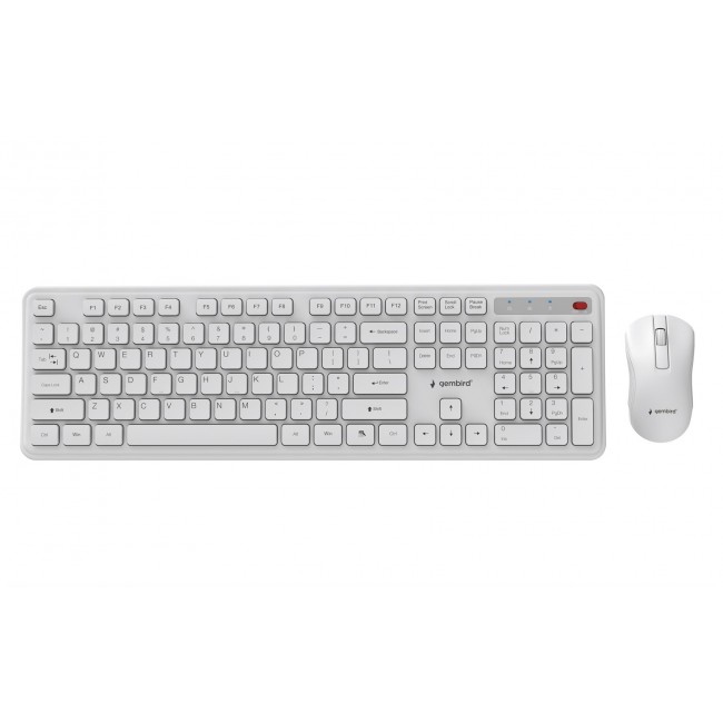 Gembird KBS-WPS-01 Slim Pro Business wireless desktop set, white, US layout