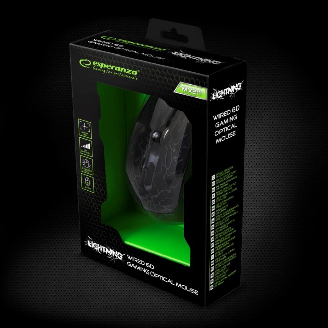Esperanza EGM211R mouse Right-hand USB Type-A Optical 2400 DPI