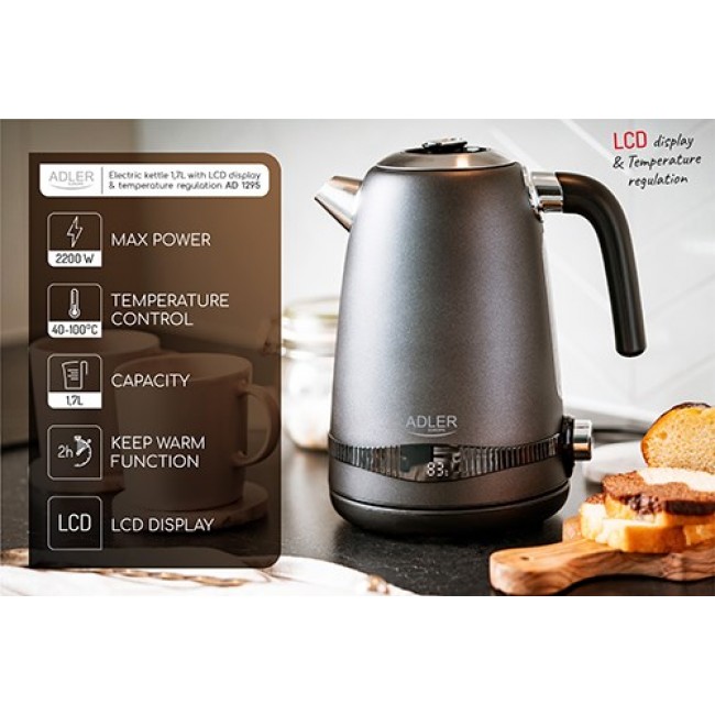 Adler AD 1295 Steel kettle 1.7 l Satin grey