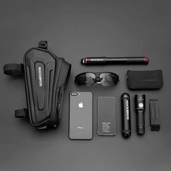 Rockbros B68-1 Bike frame bag Phone pocket 1.7l Black Rockbros B68-1 Bike frame bag Phone pocket 1.7l Black