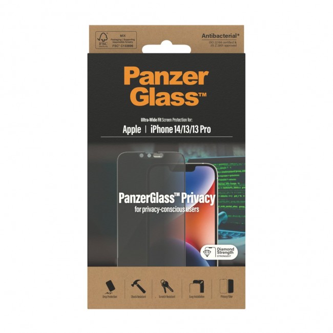 PanzerGlass Privacy Screen Protector iPhone 14 | 13 | 13 Pro | Ultra-Wide Fit Clear screen protector Apple 1 pc(s)