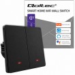 Qoltec 52708 Smart 2-Gang Light Switch | Wi-Fi | Timer | Tuya | Smart life | Black