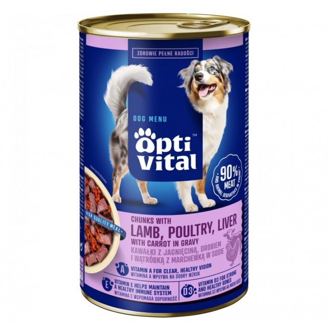 OPTIVITAL Chunks with lamb, liver and carrot in gravy - wet dog food - 1250g