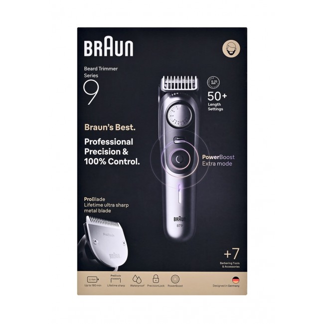 Braun BeardTrimmer 9 80789785 beard trimmer AC/Battery 20 2 cm Wet & Dry Grey