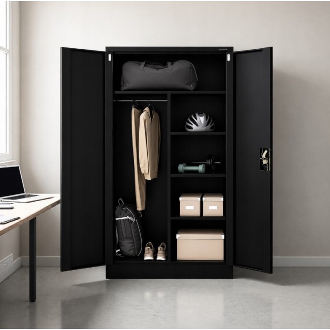 Iron Mate SATURN Metal Utility Cupboard 185x90x45 Black RAL9005