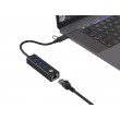 Conceptronic DONN07BA USB to Gigabit Network Adapter with 3-Port USB Hub, USB-A x 3, Wake-on-LAN, 2-in-1 USB-C USB-A Cable