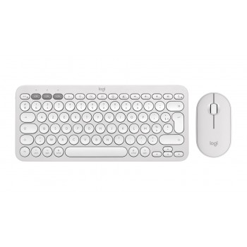 Logitech Pebble 2 Combo keyboard Mouse included Universal RF Wireless + Bluetooth QWERTY US International White