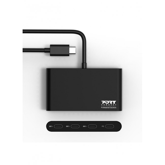 Port Designs 900147 interface hub USB Type-C 5000 Mbit/s Black