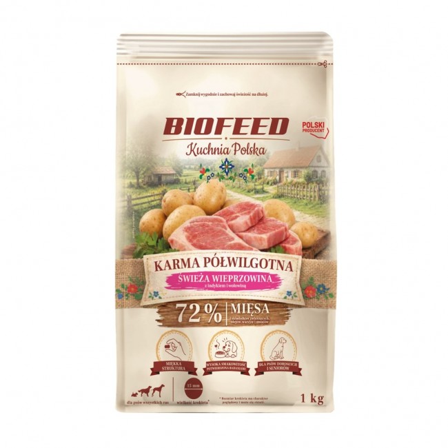 BIOFEED Kuchnia Polska Pork - semi-moist dog food - 1kg