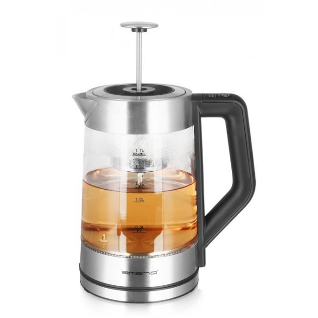Emerio WK-122730 electric kettle 1.7 L 2200 W Black, Silver, Transparent