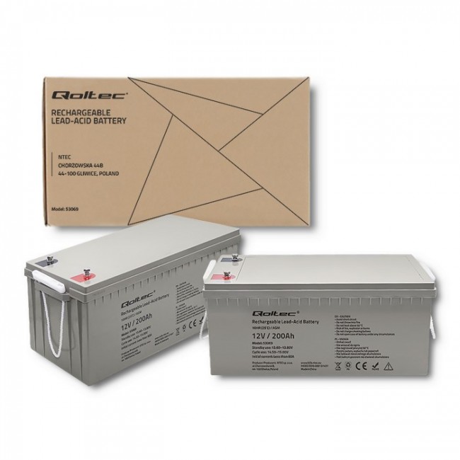 Qoltec 53069 AGM battery | 12V | 200Ah | max. 3000A Qoltec 53069 AGM battery | 12V | 200Ah | max. 3000A