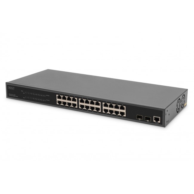 Digitus 24-Port Gigabit PoE Networkswitch,19 Zoll, L2 managed,2 Uplink Ports, SFP, 430 W, af/at Digitus 24-Port Gigabit PoE Networkswitch,19 Zoll, L2 managed,2 Uplink Ports, SFP, 430 W, af/at