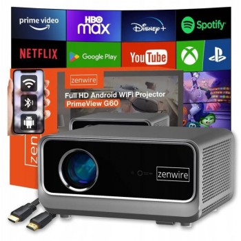 Rzutnik Android Google TV FULL HD 4K 39000lm WiFi Przeno ny SMART Zenwire G60