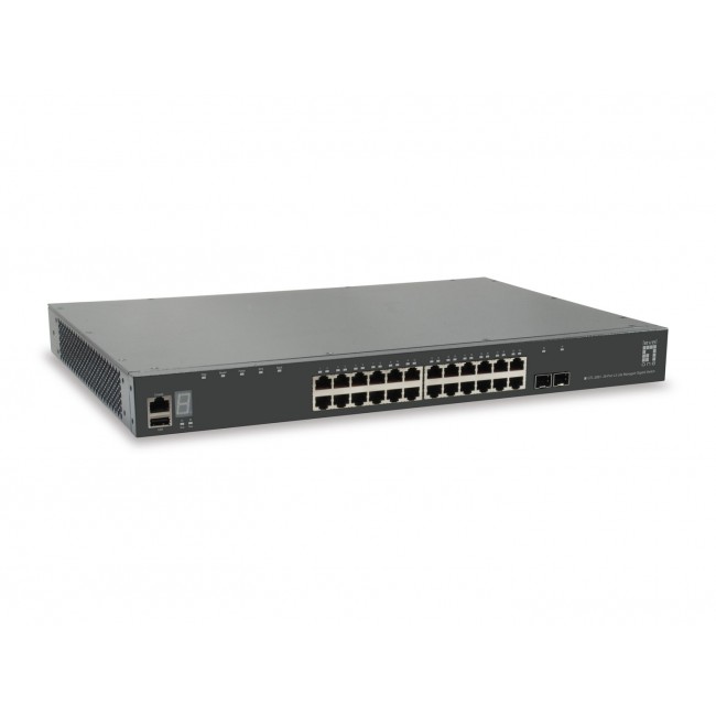 LevelOne KILBY 28-Port Stackable L3 Lite Managed Gigabit Switch, 2 x 10GbE SFP+, 1 x 10GbE Module Slot