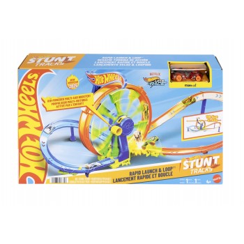 Hot Wheels Rapid Launch & Loop Playset with 1:64 Scale Die-Cast Toy Car, Crash & Track Set