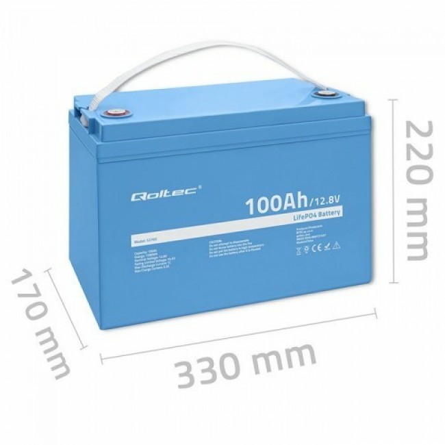 Qoltec 53705 vehicle battery Lithium Iron Phosphate (LiFePO4) 100 Ah 12.8 V 100 A Car Qoltec 53705 vehicle battery Lithium Iron Phosphate (LiFePO4) 100 Ah 12.8 V 100 A Car