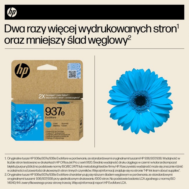 HP 937e EvoMore Cyan Original Ink Cartridge