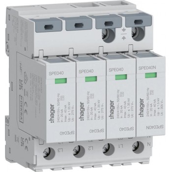 SPD Ogranicznik przepię T2 4P 3+1 sie TN-S/TT In 20kA Up?1,35kV SPE440 Hager