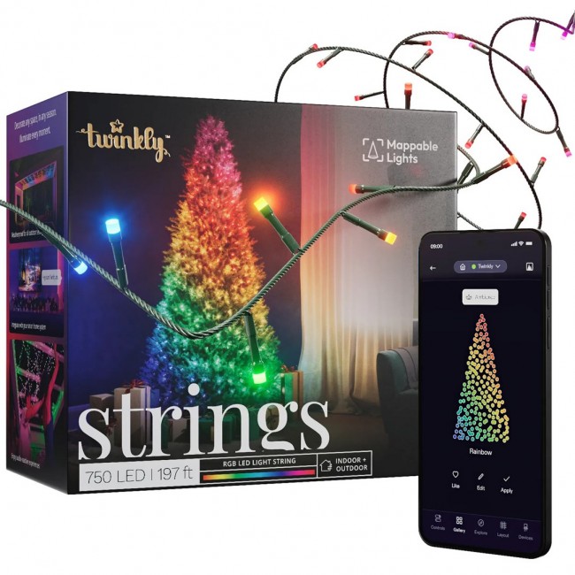 Twinkly Strings 750 RGB Christmas lights, black cable, plug type F Twinkly Strings 750 RGB Christmas lights, black cable, plug type F