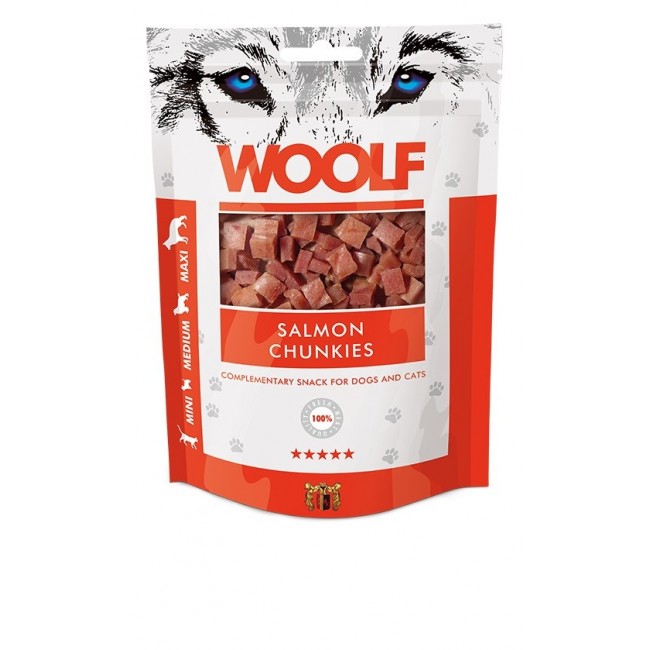 WOOLF Salmon Chunkies - dog and cat treat - 100 g