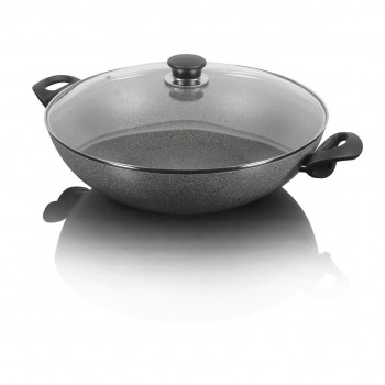 Granite induction wok with 2 handles and lid Ballarini Ferrara - 36 cm