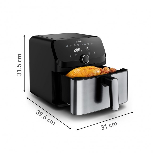 Tefal Easy Fry Mega EY855D10 fryer Single 7.5 L Stand-alone 2020 W Hot air fryer Black, Stainless steel Tefal Easy Fry Mega EY855D10 fryer Single 7.5 L Stand-alone 2020 W Hot air fryer Black, Stainless steel