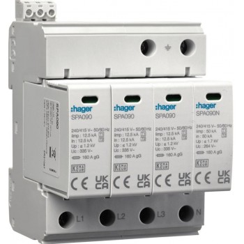 SPA931 SPD SURGE PROTECTIVE DEVICE T1+T2 B+C 4P 4M 12.5/50KA 1.5KV TNS