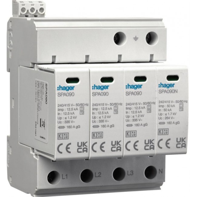 SPA931 SPD SURGE PROTECTIVE DEVICE T1+T2 B+C 4P 4M 12.5/50KA 1.5KV TNS