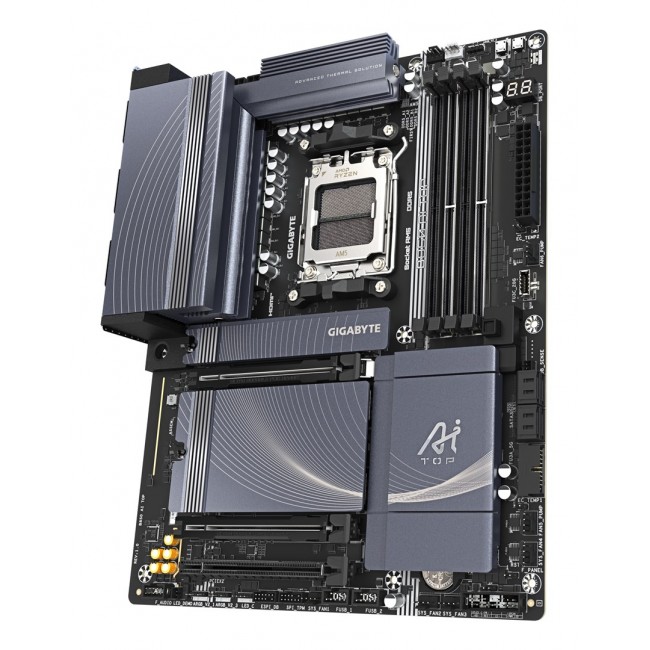 GIGABYTE B850 AI TOP Motherboard - AMD Ryzen 9000 Series CPUs, 16+2+2 Phases Digital VRM, up to 8600MHz DDR5 (OC), 2xPCIe 5.0 + 1xPCIe 4.0 M.2, 10 LAN, WIFI 7, USB 3.2 Gen 2x2