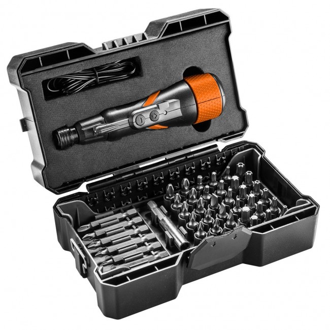 NEO TOOLS cordless screwdriver USB-C 3.6 V, Li-Ion, plastic case + accessories