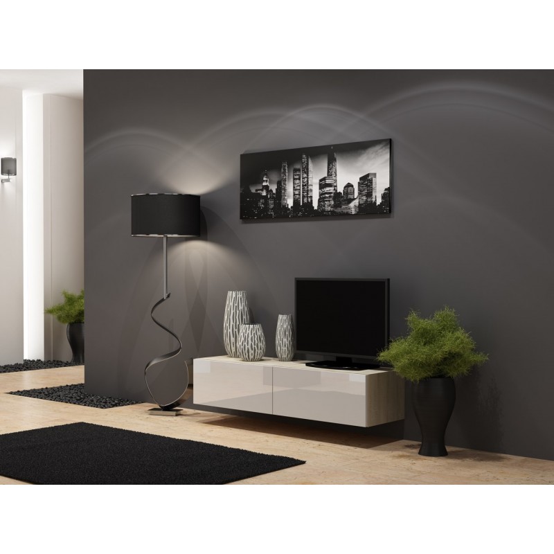 Cama TV stand VIGO 140 30/140/40 sonoma/white gloss Cama TV stand VIGO 140 30/140/40 sonoma/white gloss