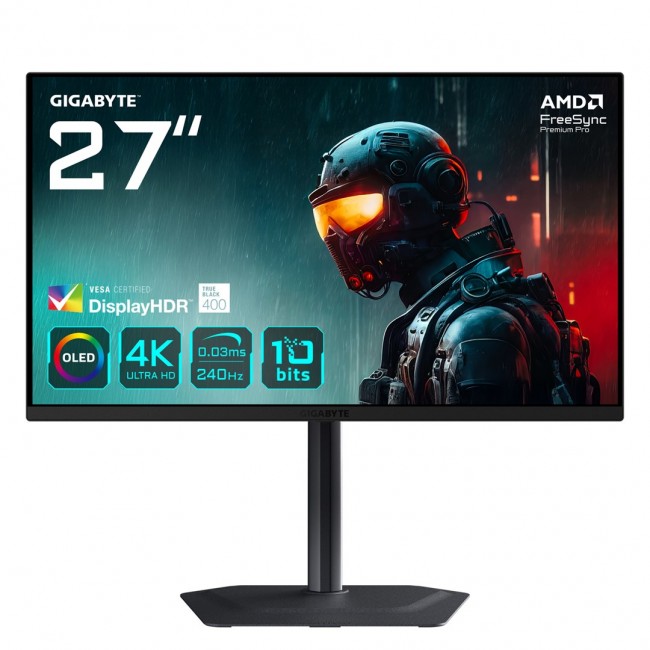 GIGABYTE MO27U2 OLED 4K UHD Gaming Monitor - 3840 x 2160, 240Hz, 0.03ms, 1000 cd/m , Display HDR True Black 400, HDMI 2.1, Displayport 1.4