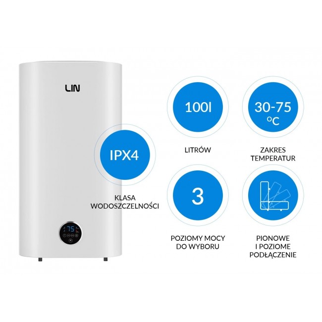LIN LIFVD1SMWH 100L UNIVERSAL electric water heater, white, WiFi