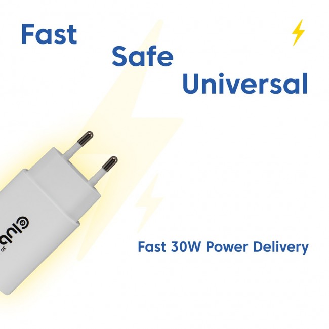 CLUB3D 2-Pack USB C Charger 30 Watt Whit