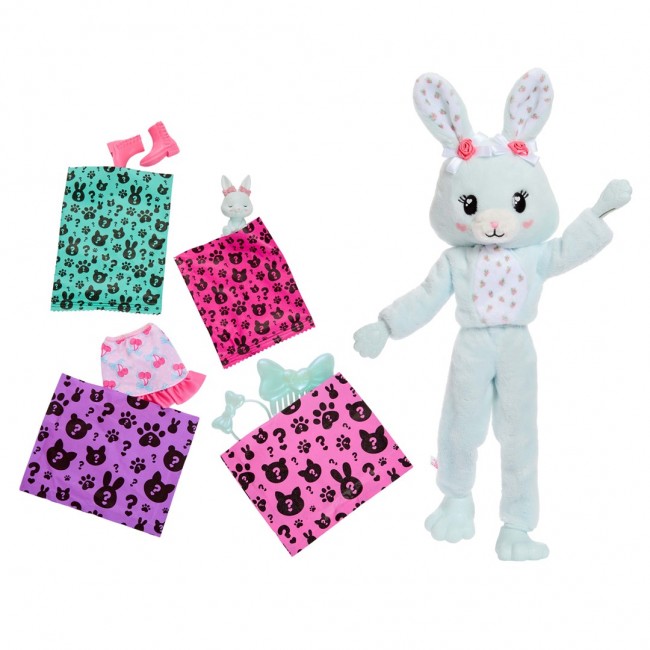 Barbie Cutie Reveal Doll & Accessories, Cuddly Series Bunny with 10 Surprises