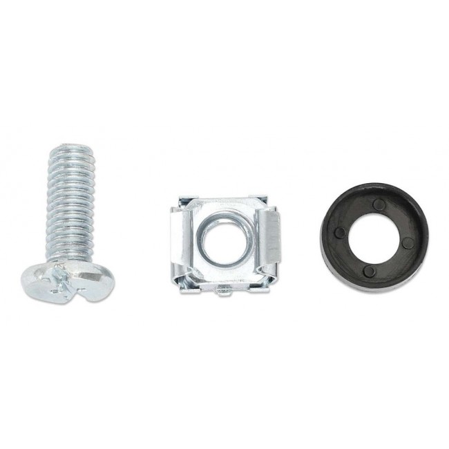 Intellinet Cage Nut Set (100 Pack), M6 Nuts, Bolts and Washers, Suitable for Network Cabinets/Server Racks, Plastic Storage Jar, Lifetime Warranty