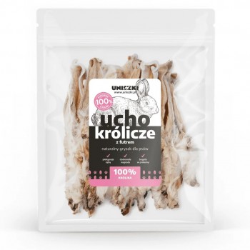 UNISZKI Rabbit ear with fur - treat for dogs - 20 pieces