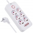 Maclean power strip, 6 socket extension + 4xUSB, 110-240V AC 50/60Hz, 2.1A max 2500W, 1.5 m, white, MCE389 W Maclean power strip, 6 socket extension + 4xUSB, 110-240V AC 50/60Hz, 2.1A max 2500W, 1.5 m, white, MCE389 W