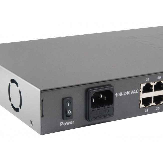 LevelOne 34-Port Fast Ethernet PoE Switch, 802.3at/af PoE, 32 PoE Outputs, 2 x Gigabit RJ45, 380W