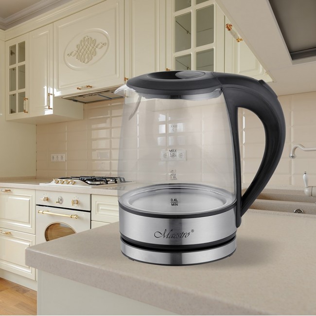 Feel-Maestro MR062 electric kettle 1.2 L Black, Transparent 1630 W