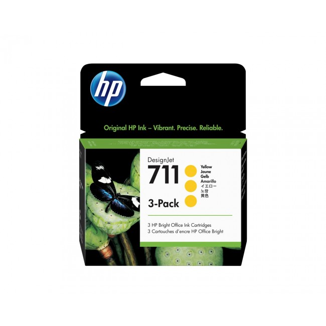 HP 711 3-pack 29-ml Yellow DesignJet Ink Cartridges