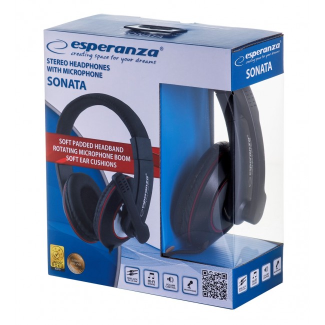 Esperanza EH118 headphones/headset Wired Head-band Calls/Music Black, Red Esperanza EH118 headphones/headset Wired Head-band Calls/Music Black, Red