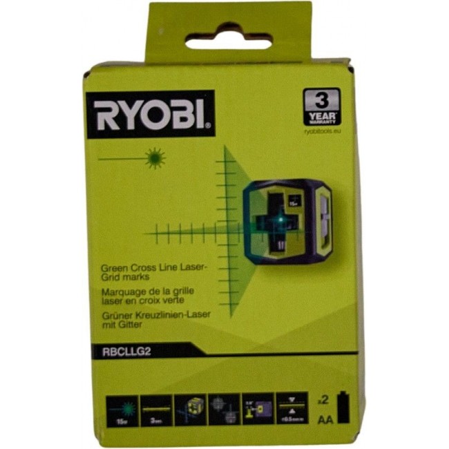 RYOBI Cross Laser, green beam, range 15m