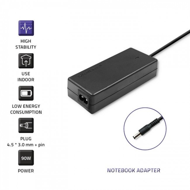 Qoltec 51516.90W Power adapter for Dell | 90W | 19.5V | 4.62A | 4.5*3.0+pin | +power cable Qoltec 51516.90W Power adapter for Dell | 90W | 19.5V | 4.62A | 4.5*3.0+pin | +power cable