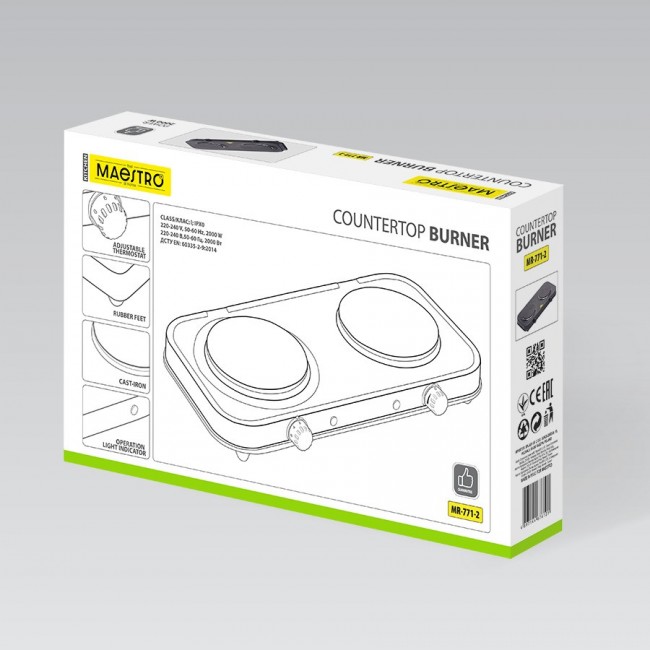 Electric double hot plate 2000W MR-771-2 MAESTRO Electric double hot plate 2000W MR-771-2 MAESTRO