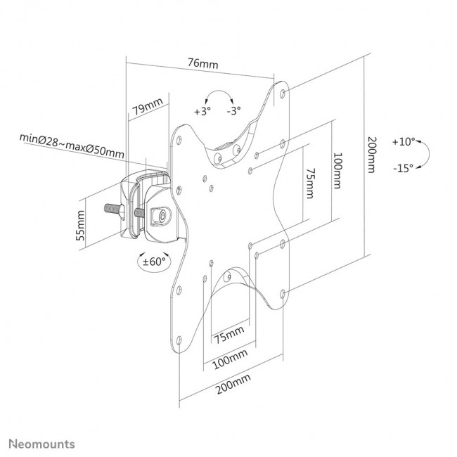Neomounts FL40-430BL12 TV pole mount 23-42