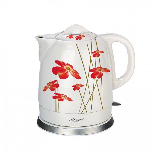 Feel-Maestro MR-066-RED FLOWERS electric kettle 1.5 L 1200 W Red, White